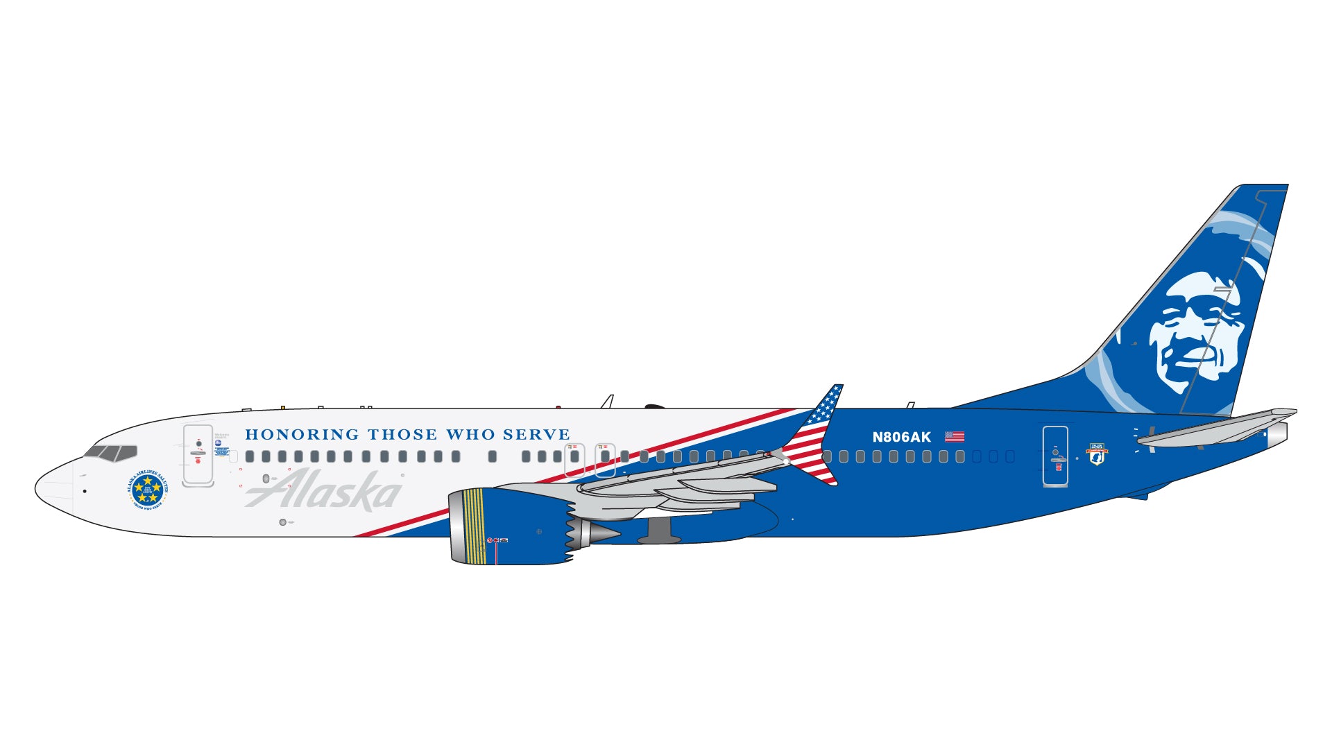 1/400 Alaska Airlines B737 MAX 8 "Honoring Those Who Serve" Gemini GJASA2258