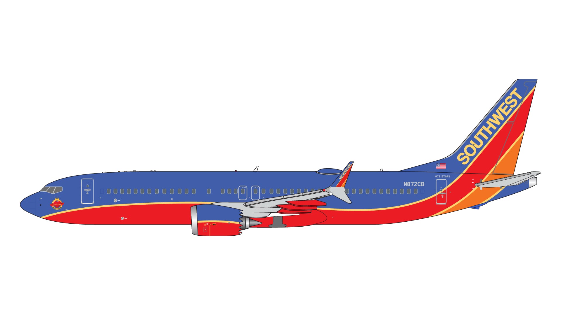 1/400 Southwest Airlines B737 MAX 8 N872CB (canyon blue livery 