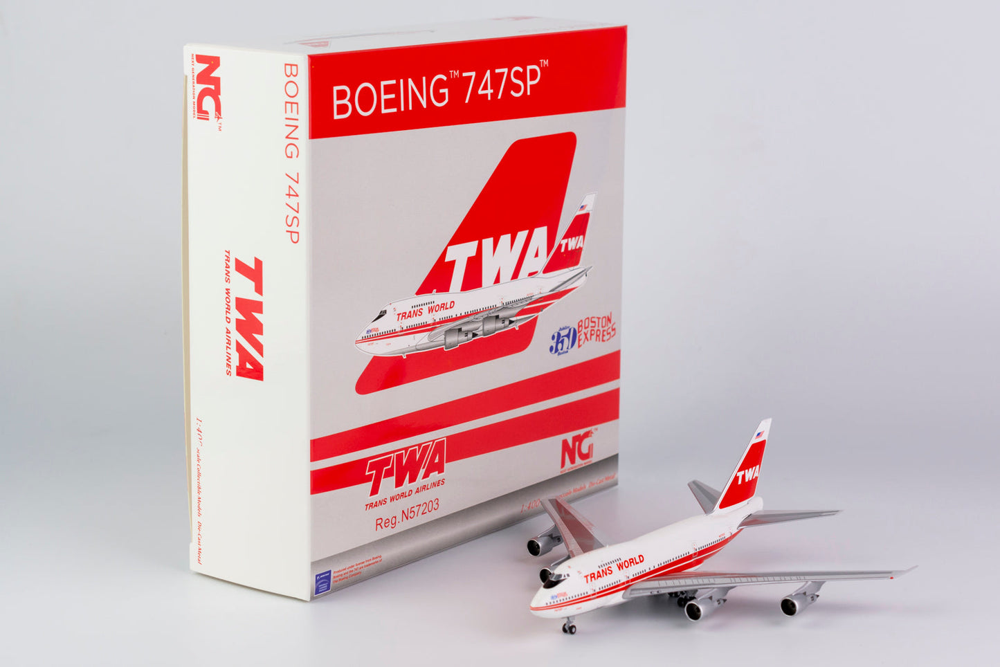 1/400 Trans World Airlines (TWA) B 747SP "Boston Express" NG Models 07020s/d1 *Defective model*